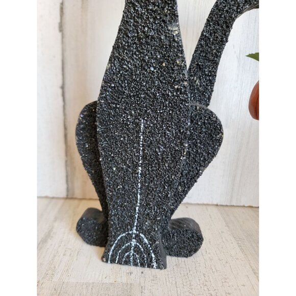 Unique wooden black cat bat Halloween home decor figure - Picture 4 of 9